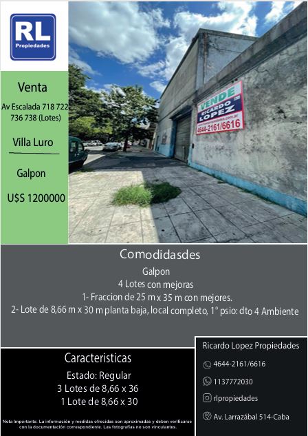 Av Escalada 718 722 736 738 RL Prop